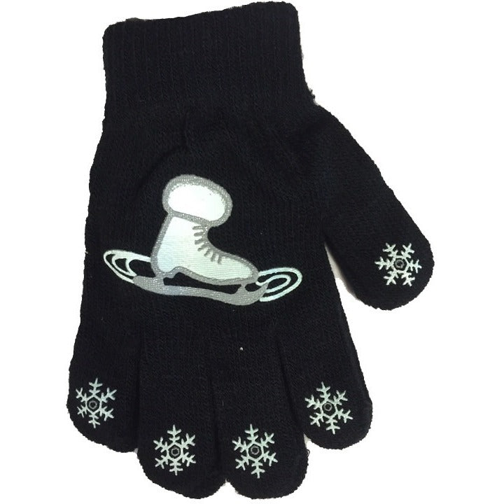 Black Snowflake & Skate Magic Stretch Glove - The Sharper Edge Skates