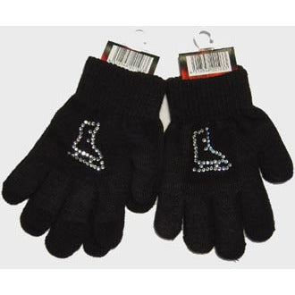 Rhinestone Ice Skate Logo Magic Stretch Gloves - The Sharper Edge Skates