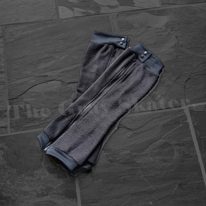 Zip Off Leg Warmers - Black Fleece Leg Warmers for Skaters