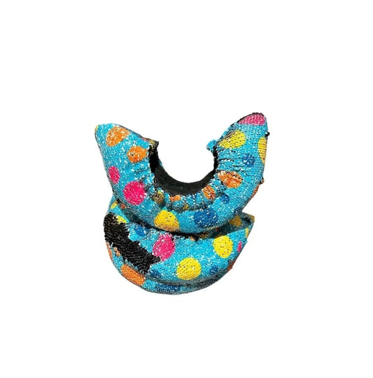 Mermaid Flip - Blue w/Bright Colored Polka Dots - Flip to Black