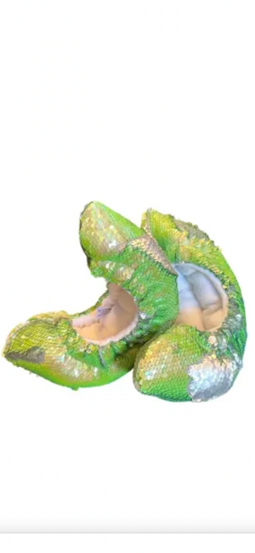 Mermaid Flip Flipz®0GS - Iridescent Green to Matte Silver Flip Sequin Soakers