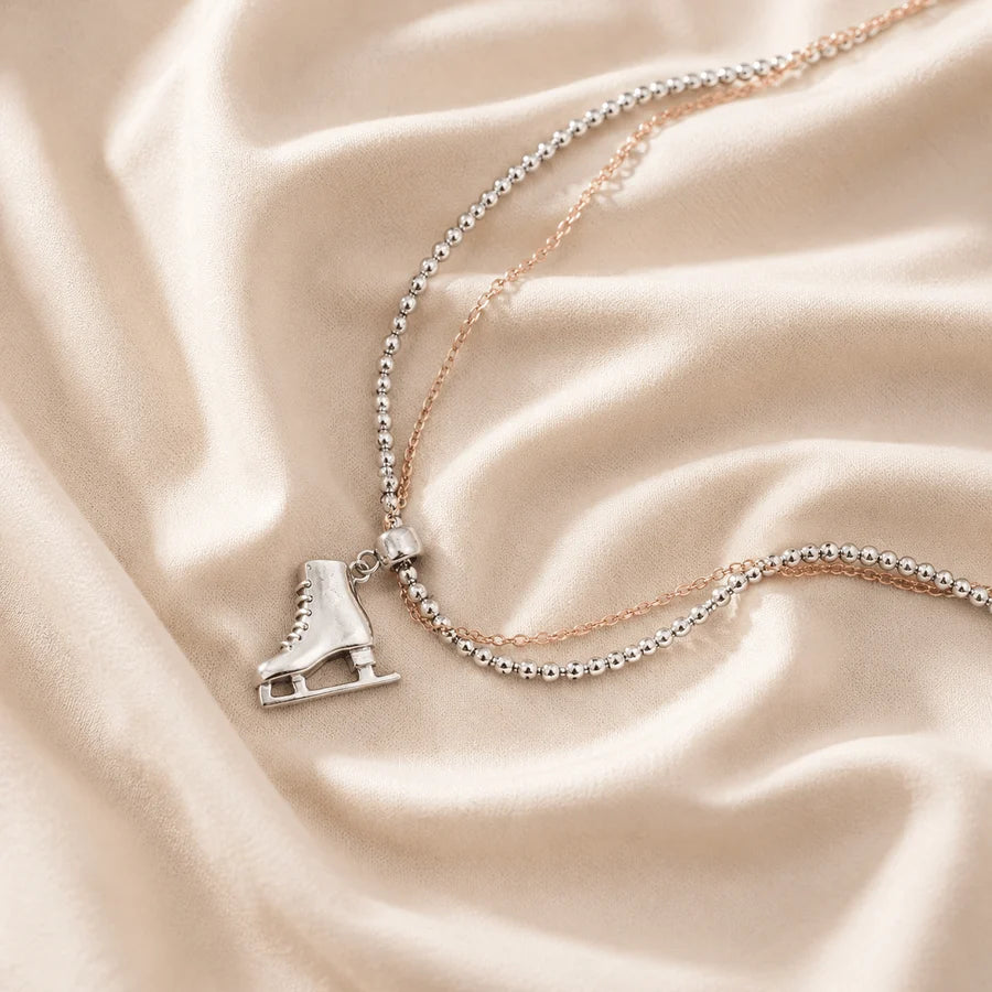 Silver & Copper Skating Necklace